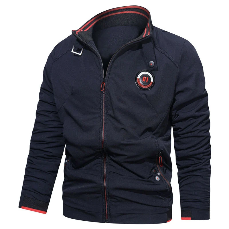 Herren leichte Zipjacke mit Stehkragen, sportiven Kontrastdetails und Reißverschlusstaschen Nord Taschen