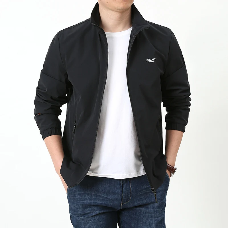 Herren leichte Zip-Übergangsjacke mit hohem Stehkragen und Reißverschlusstaschen Nord Taschen