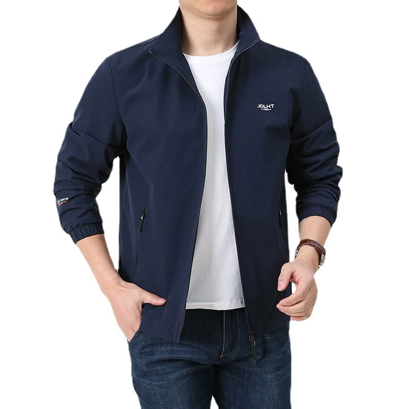 Herren leichte Zip-Übergangsjacke mit hohem Stehkragen und Reißverschlusstaschen Nord Taschen