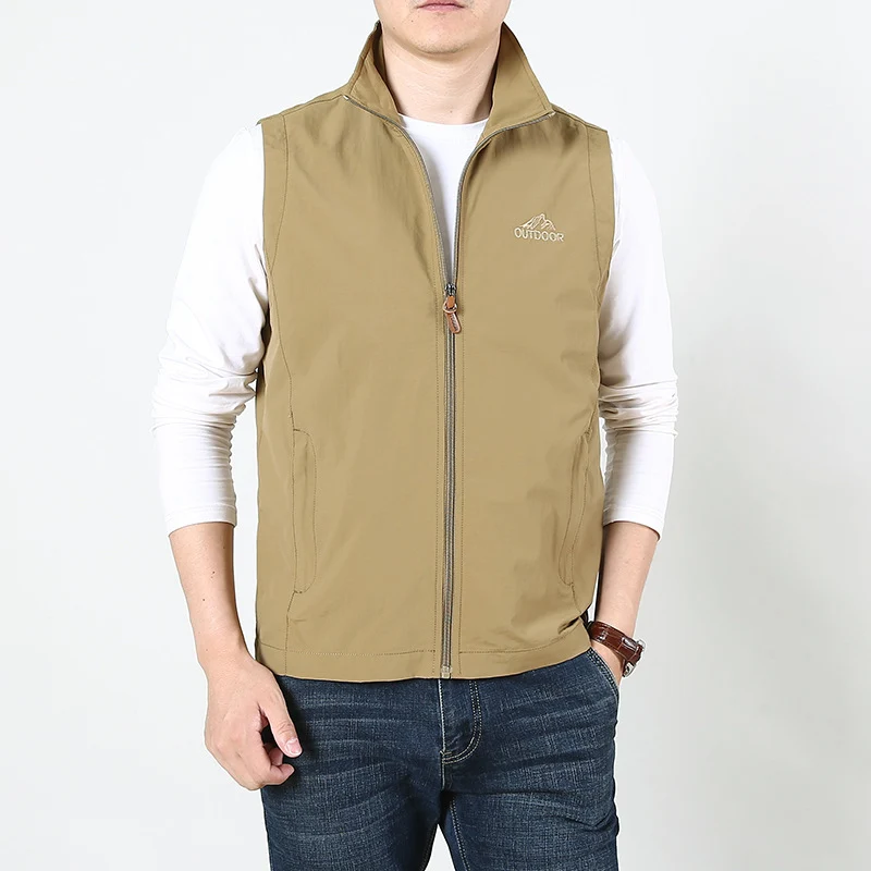 Herren Leichte windabweisende Outdoor-Weste mit Stehkragen und durchgehendem Reißverschluss Nord Taschen