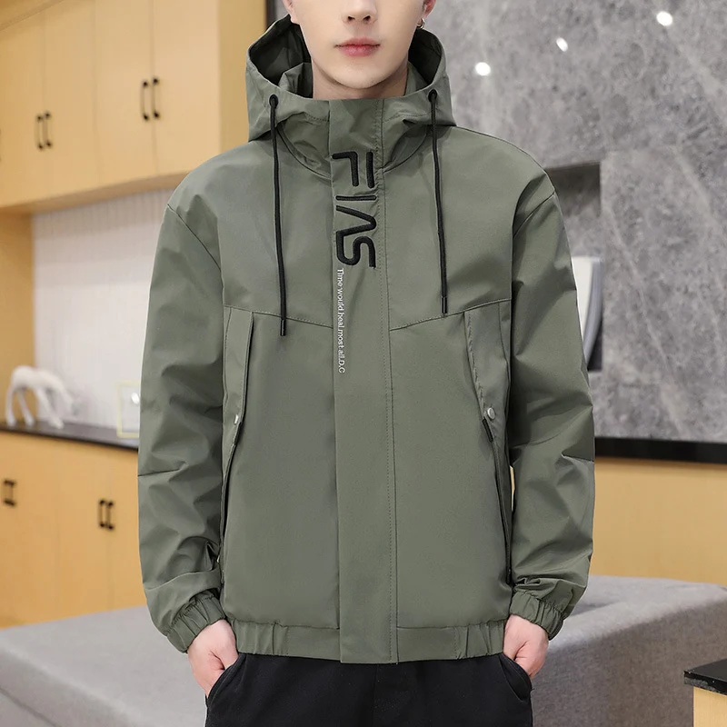 Herren leichte wind- und wasserabweisende Kapuzen-Utility-Jacke mit verdecktem Reißverschluss Nord Taschen