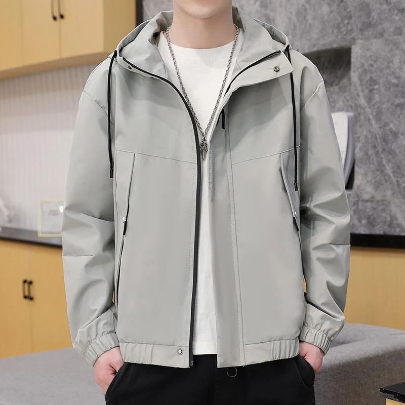 Herren leichte wind- und wasserabweisende Kapuzen-Utility-Jacke mit verdecktem Reißverschluss Nord Taschen