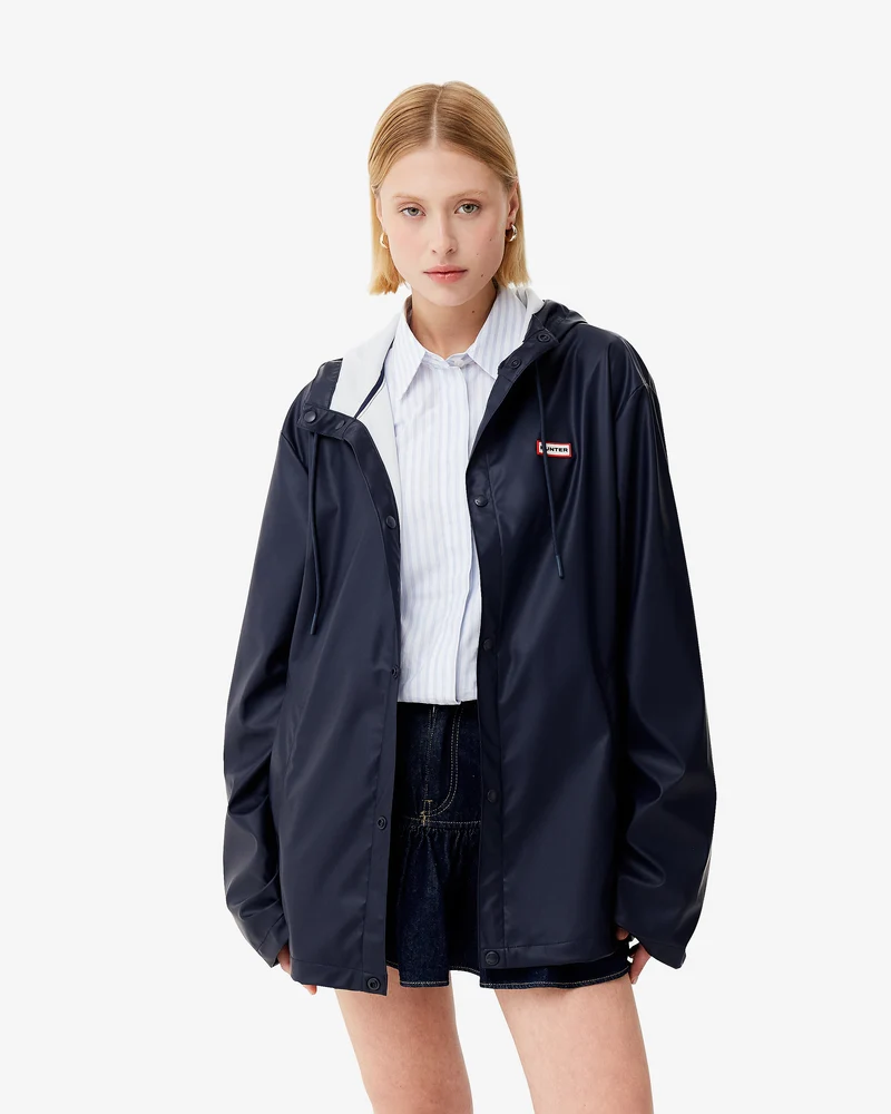 Downpour Izzy PU Kapuzenregenjacke Blau (Unisex)
