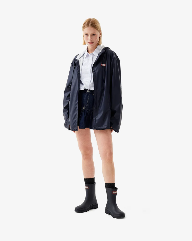 Downpour Izzy PU Kapuzenregenjacke Blau (Unisex)