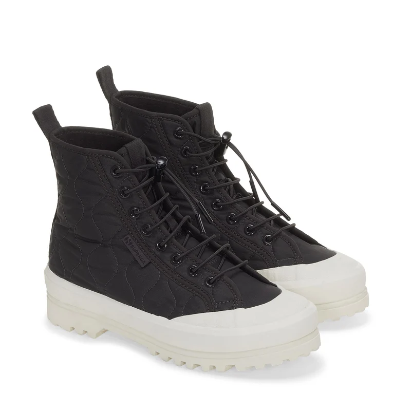 2644 ALPINA QUILTED NYLON - Ankle Boots - Laced - Woman - Black Bristol- F Avorio
