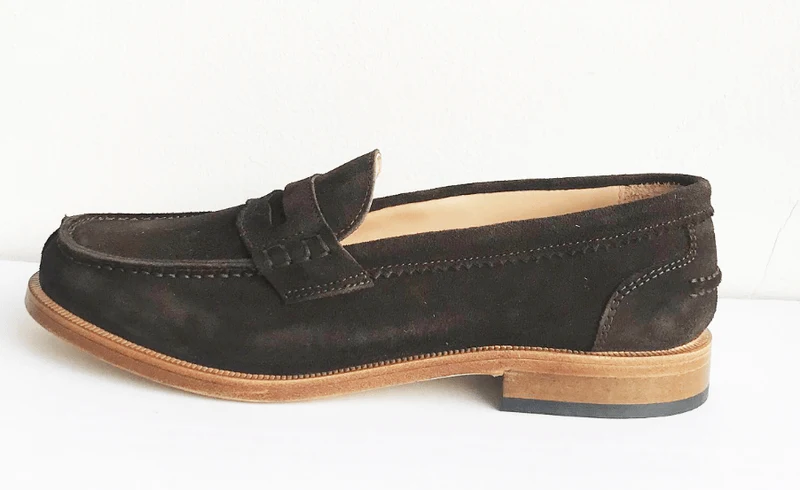 Marie Morenz Collegeschuhe Velour Braun Pennyloafer