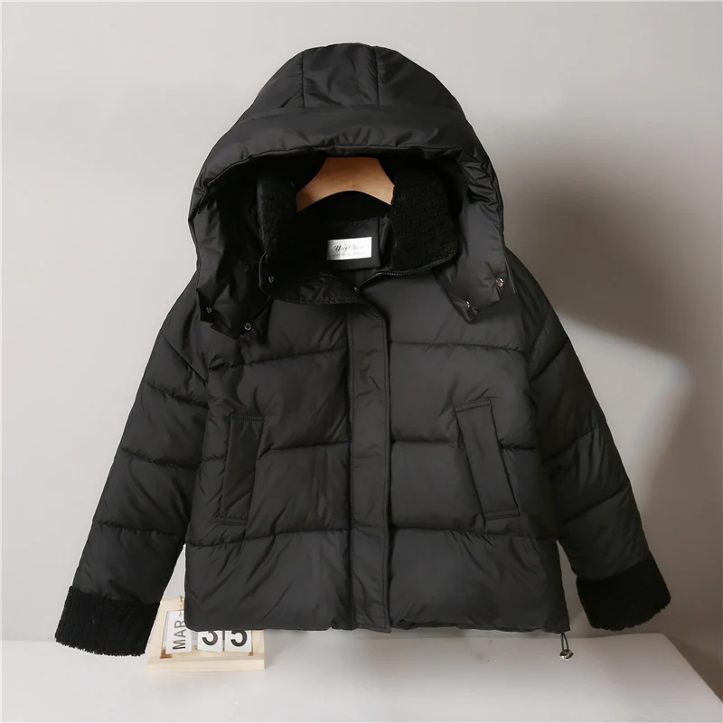 Damen nan wattierte Kurzjacke im Boxy-Schnitt mit Sherpa-Kragen und verstellbarem Tunnelzugsaum Nord Taschen