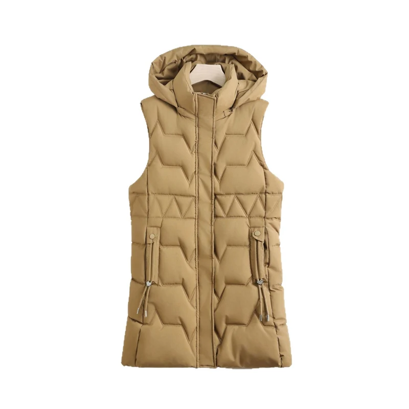 Damen nan Thermo-Steppweste mit Kapuze, Kordelzug und verdecktem Reißverschluss Nord Taschen