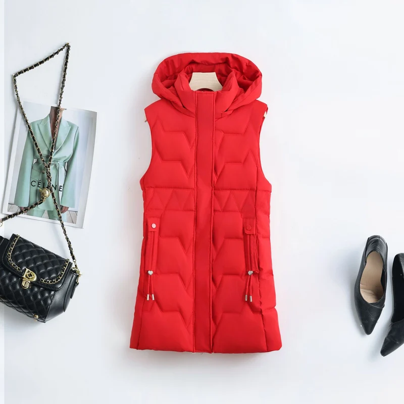 Damen nan Thermo-Steppweste mit Kapuze, Kordelzug und verdecktem Reißverschluss Nord Taschen