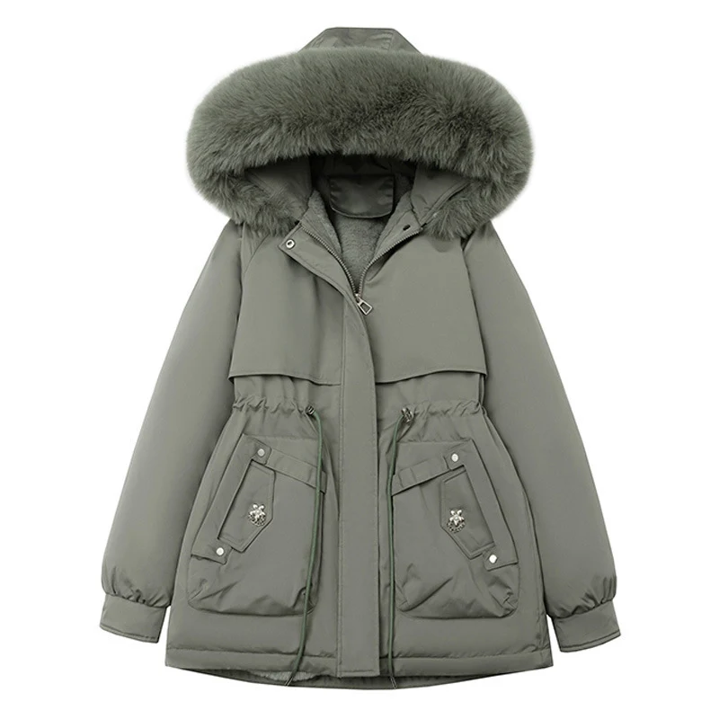 Damen nan taillierter Funktionsparka mit XXL-Kapuze, weichem Fleecefutter und multifunktionalen Pattentaschen Nord Taschen