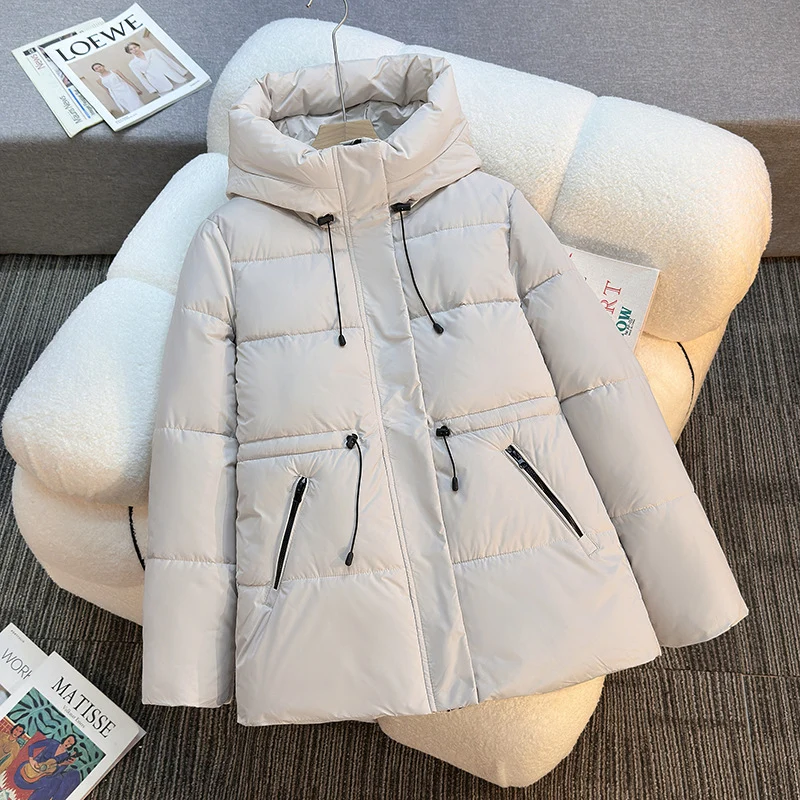 Damen nan taillierte wattierte Steppjacke mit hohem Stehkragen, verstellbarem Kordelzug und verdeckten Reißverschlusstaschen Nord Taschen
