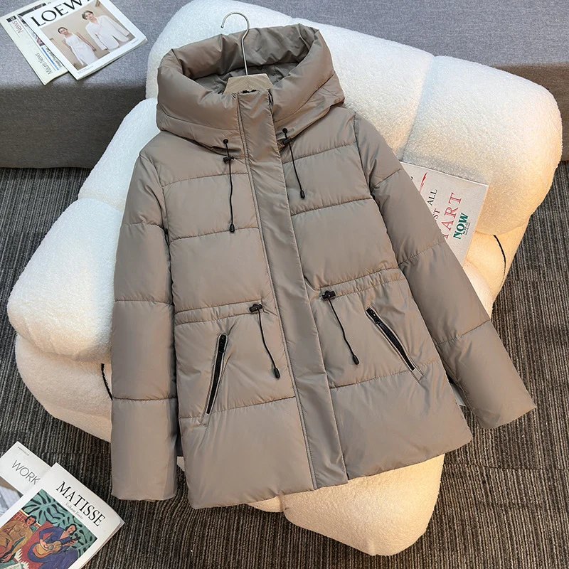 Damen nan taillierte wattierte Steppjacke mit hohem Stehkragen, verstellbarem Kordelzug und verdeckten Reißverschlusstaschen Nord Taschen