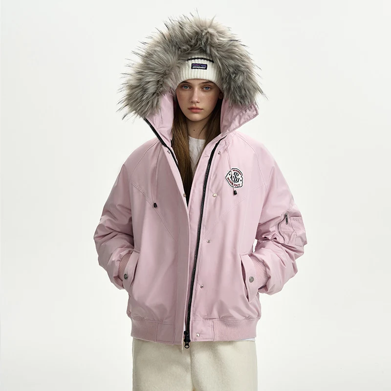 Damen nan oversized Thermo-Parka mit voluminöser Kapuze, abnehmbarer Webpelzblende und Rippbündchen Nord Taschen