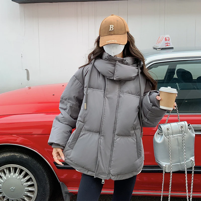 Damen nan leicht wattierte Oversize-Steppjacke mit Kapuze und verdecktem Reißverschluss Nord Taschen