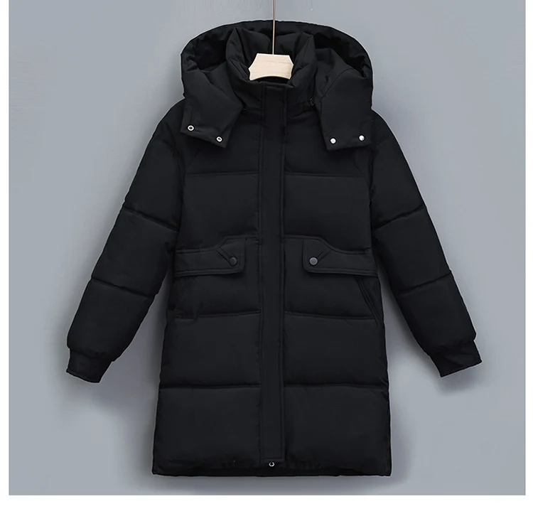 Damen nan langer thermogepolsterter Parka mit abnehmbarer Kapuze, verdecktem Reißverschluss und Klappentaschen Nord Taschen