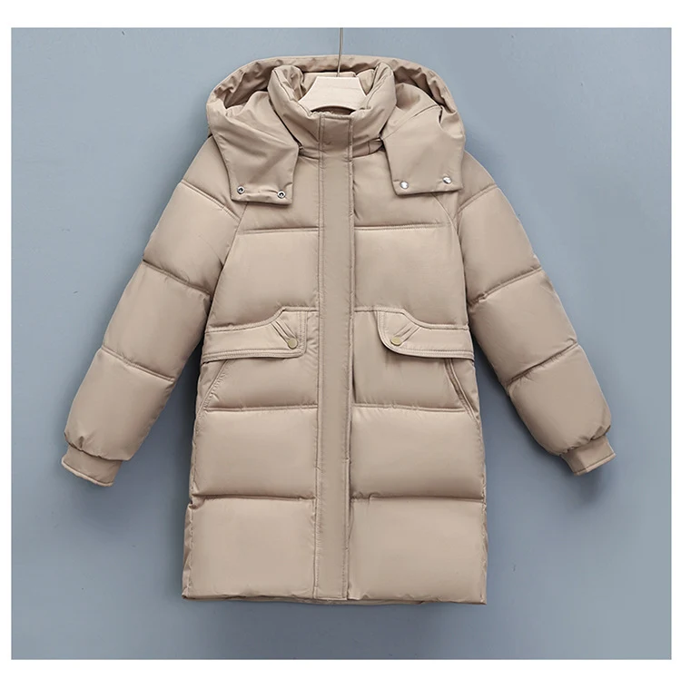 Damen nan langer thermogepolsterter Parka mit abnehmbarer Kapuze, verdecktem Reißverschluss und Klappentaschen Nord Taschen