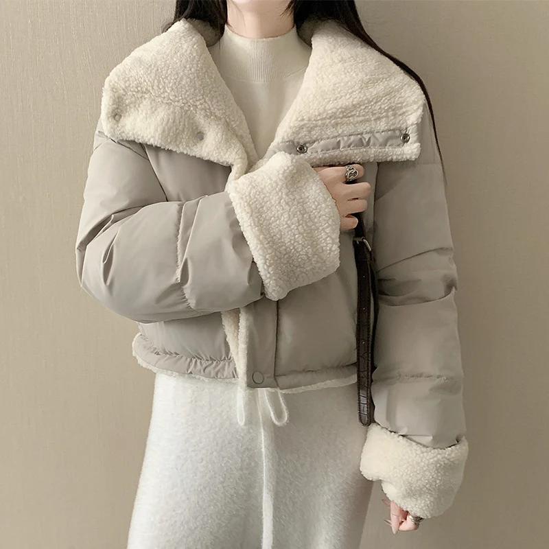 Damen nan kurze wattierte Jacke mit hochschließendem Schalkragen und Teddybündchen Nord Taschen