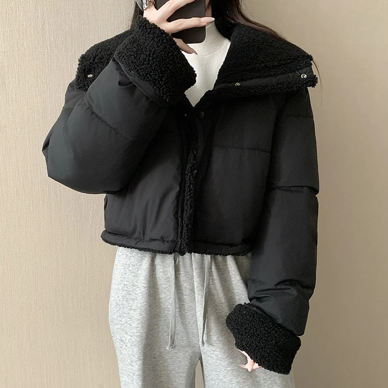 Damen nan kurze wattierte Jacke mit hochschließendem Schalkragen und Teddybündchen Nord Taschen