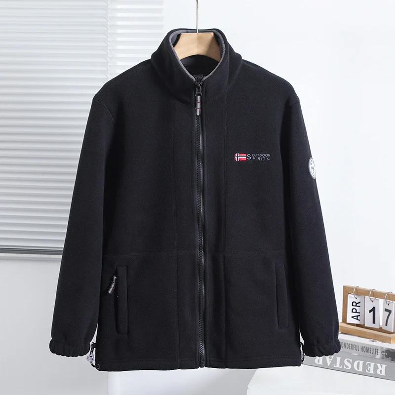 Herren Fleecejacke mit Stehkragen, durchgehendem Reißverschluss und Eingrifftaschen Nord Taschen