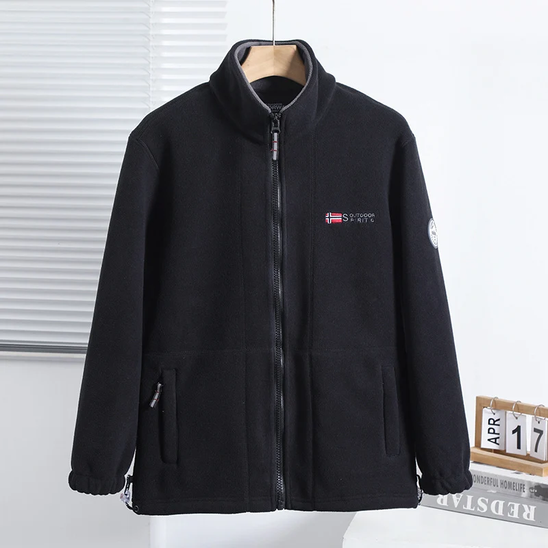 Herren Fleecejacke mit Stehkragen, durchgehendem Reißverschluss und Eingrifftaschen Nord Taschen