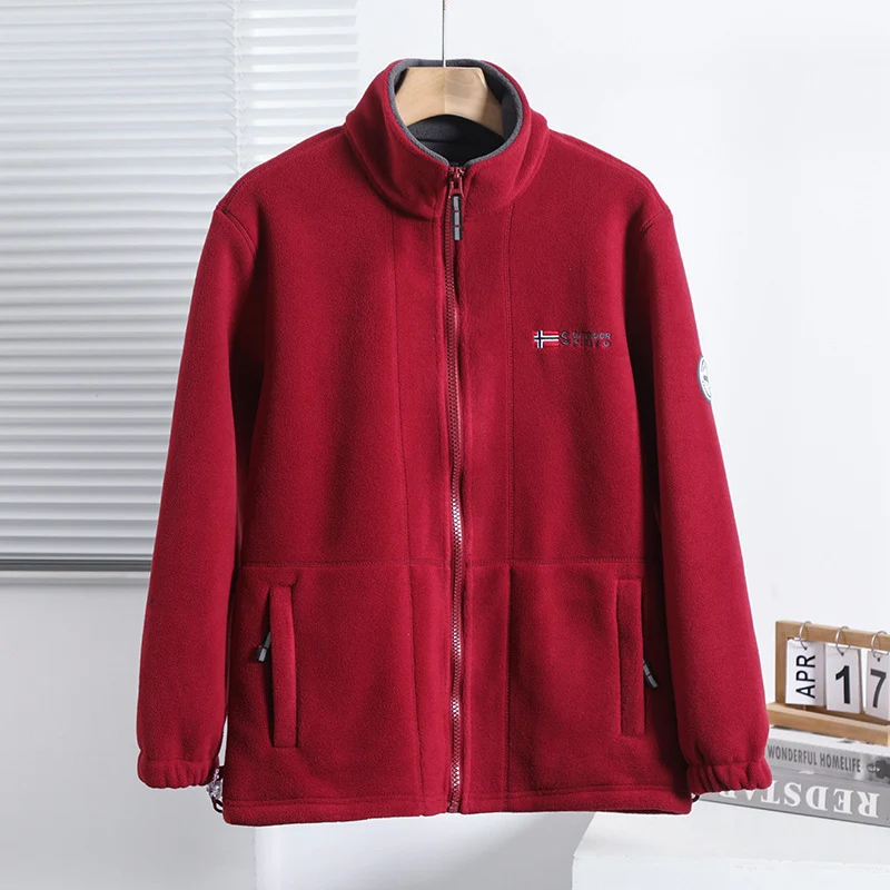 Herren Fleecejacke mit Stehkragen, durchgehendem Reißverschluss und Eingrifftaschen Nord Taschen