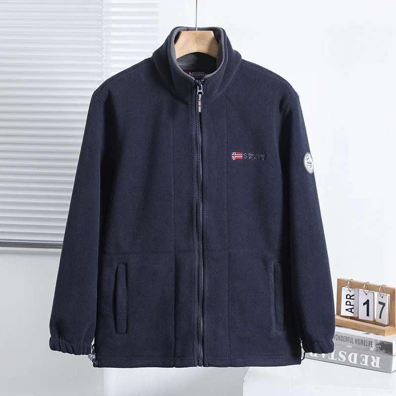 Herren Fleecejacke mit Stehkragen, durchgehendem Reißverschluss und Eingrifftaschen Nord Taschen