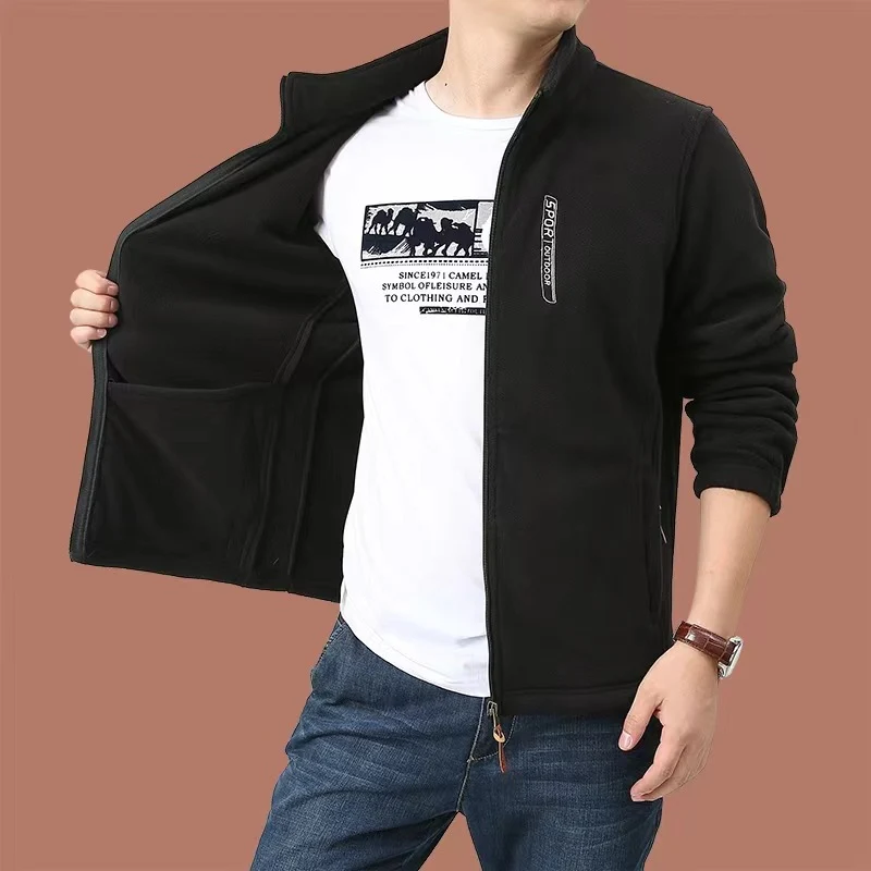 Herren Fleecejacke mit durchgehendem Reißverschluss, Stehkragen und Eingrifftaschen Nord Taschen