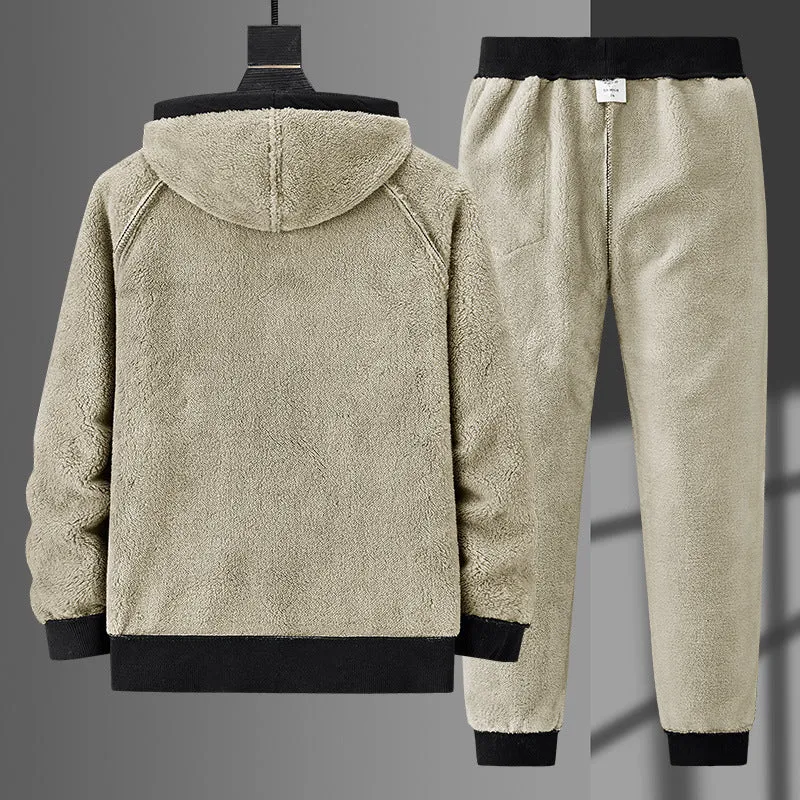 Herren fleecegefüttertes Freizeit-Jogginganzug-Set mit Kapuzenjacke und konisch geschnittener Jogginghose Nord Taschen