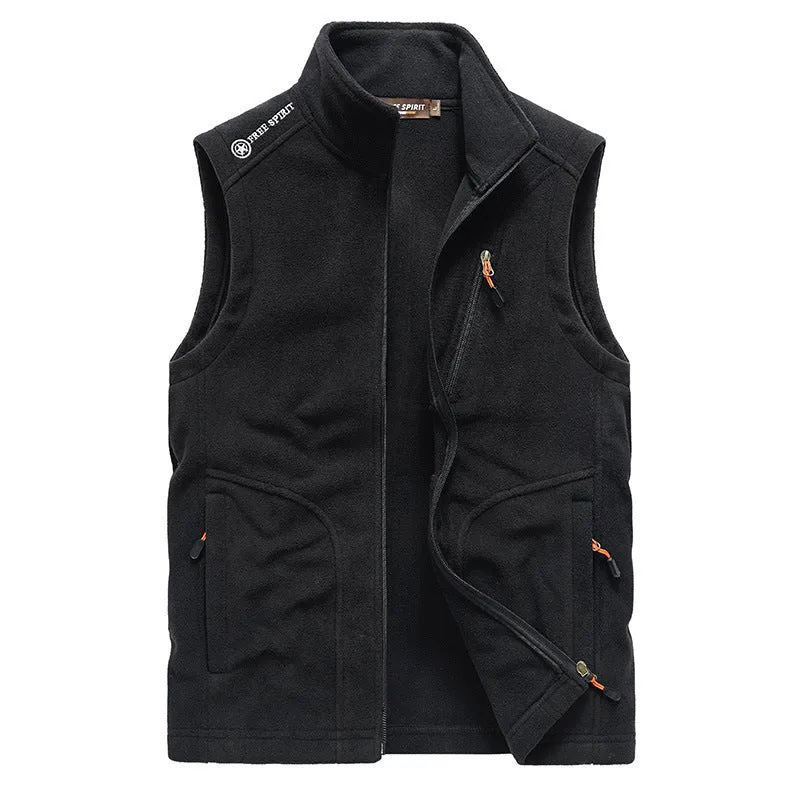 Herren Fleece-Weste mit Stehkragen, Reißverschlusstaschen und windabweisender Front Nord Taschen