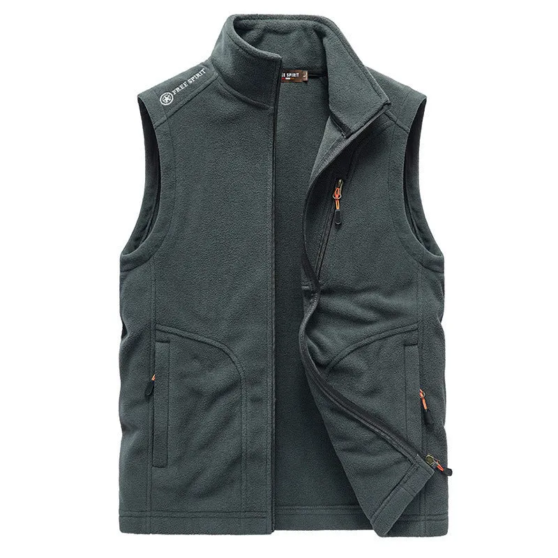Herren Fleece-Weste mit Stehkragen, Reißverschlusstaschen und windabweisender Front Nord Taschen