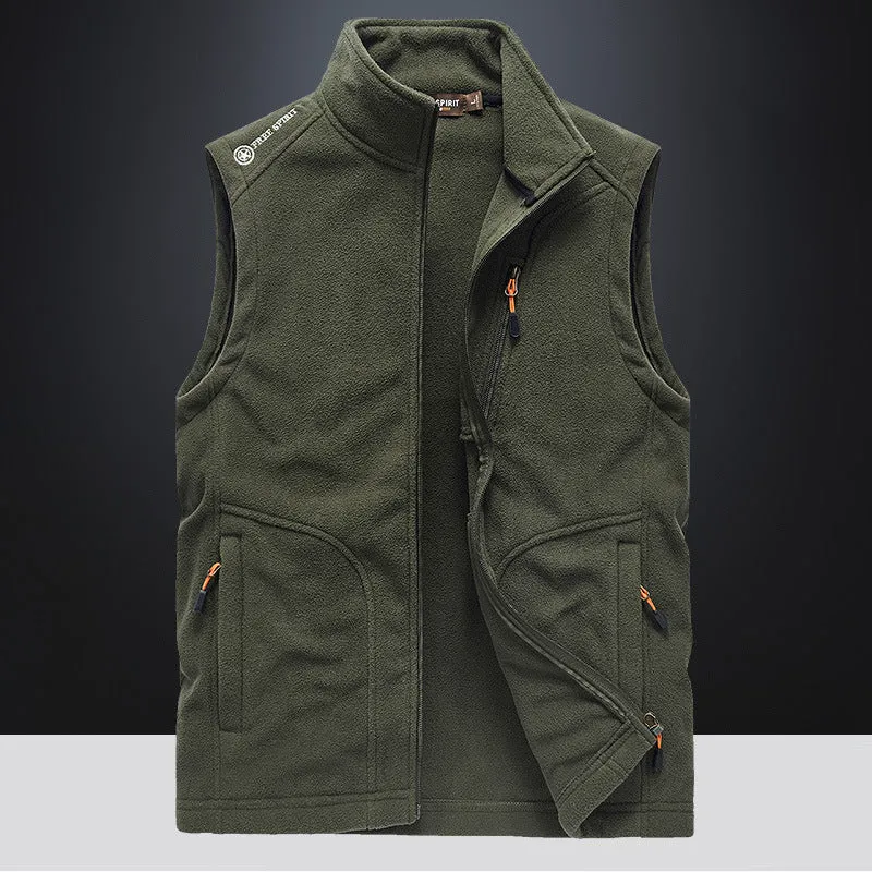 Herren Fleece-Weste mit Stehkragen, Reißverschlusstaschen und windabweisender Front Nord Taschen