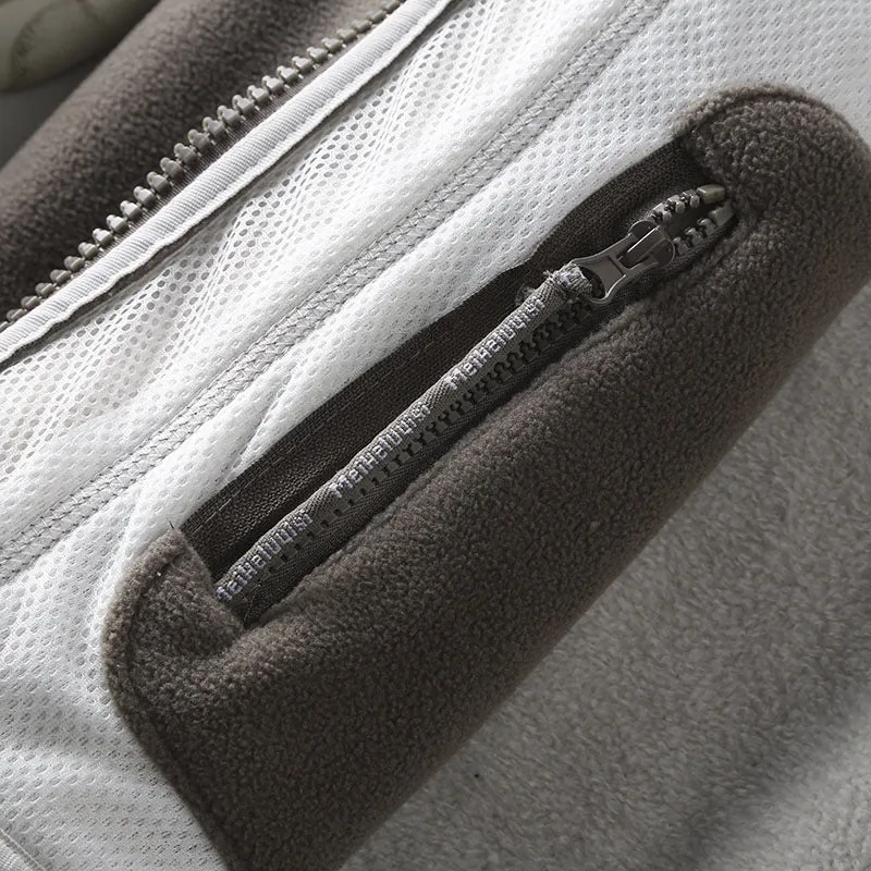 Herren Fleece-Outdoorjacke mit Teddyfleece-Innenlage, Stehkragen und Reißverschluss Nord Taschen