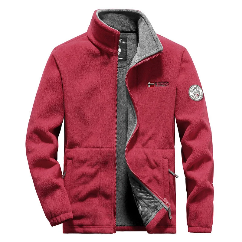 Herren Fleece-Outdoorjacke mit hohem Kragen, durchgehendem Reißverschluss und atmungsaktiver Microfleece-Fütterung Nord Taschen