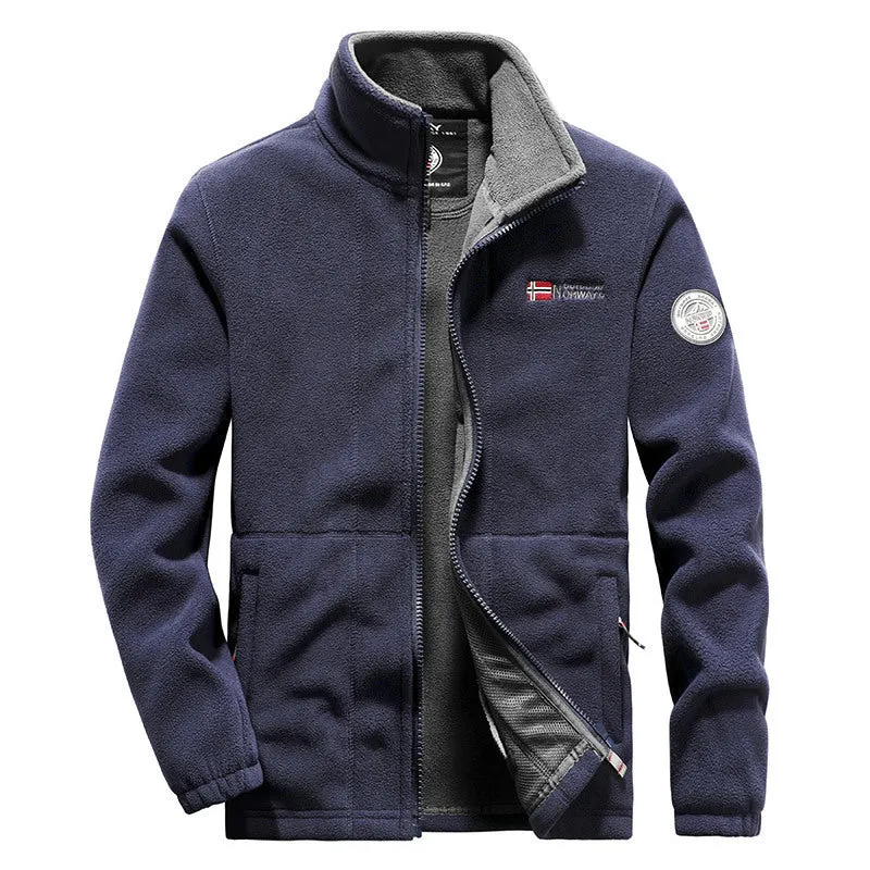 Herren Fleece-Outdoorjacke mit hohem Kragen, durchgehendem Reißverschluss und atmungsaktiver Microfleece-Fütterung Nord Taschen