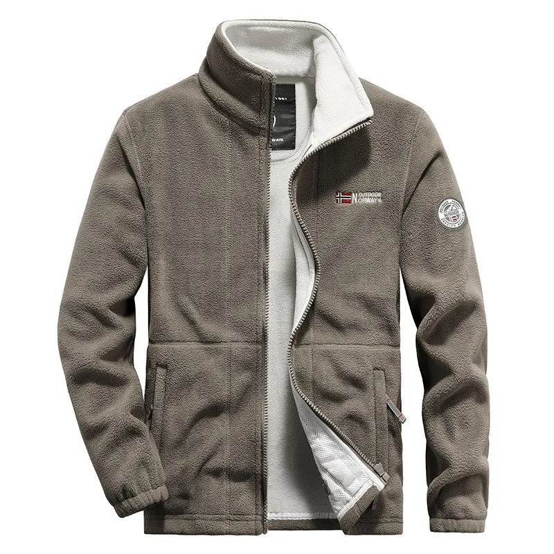 Herren Fleece-Outdoorjacke mit hohem Kragen, durchgehendem Reißverschluss und atmungsaktiver Microfleece-Fütterung Nord Taschen