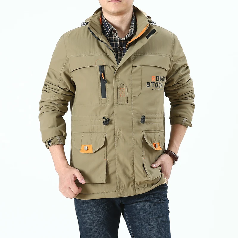 Herren Fieldjacke im Urban-Utility-Stil mit Mehrfachtaschen und hochschließendem Kragen Nord Taschen