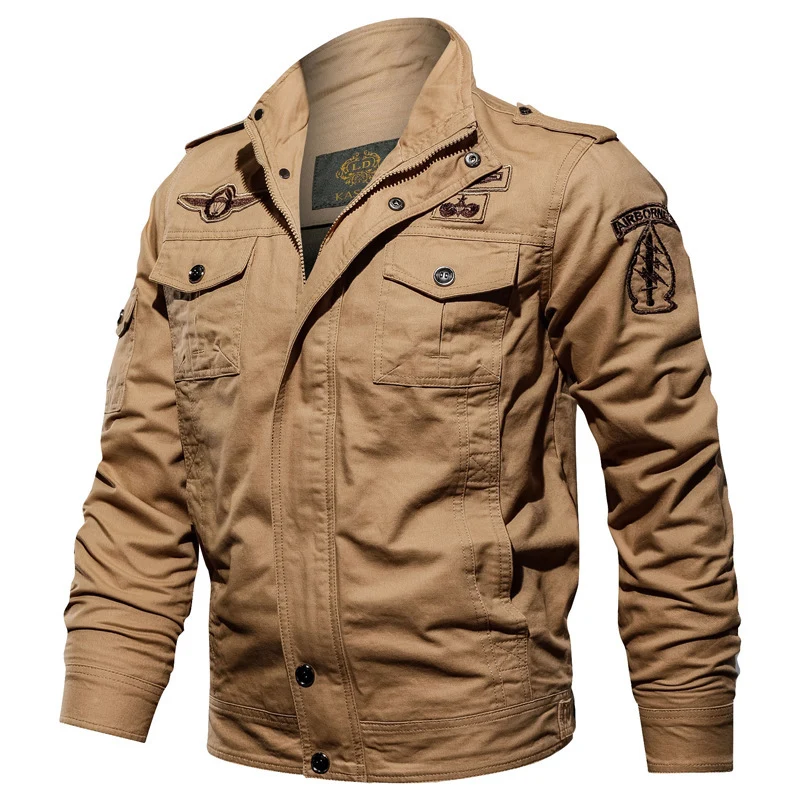Herren Fieldjacke im Military-Canvas-Stil mit Epauletten und Multifachtaschen Nord Taschen