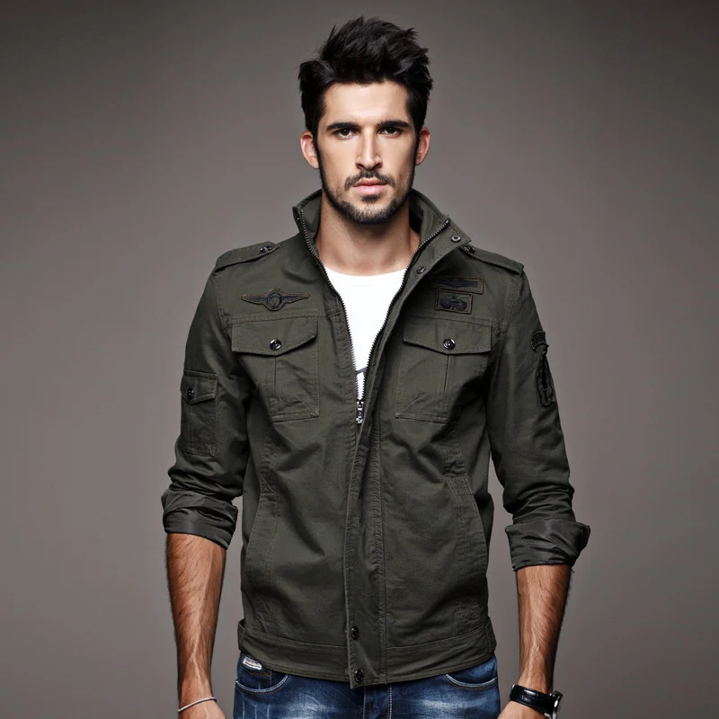 Herren Fieldjacke im Military-Canvas-Stil mit Epauletten und Multifachtaschen Nord Taschen