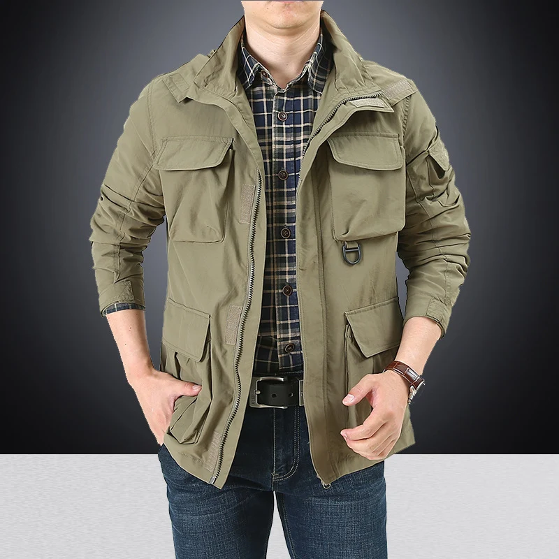 Herren Feldjacke im Utility‑Style mit Mehrfachtaschen, hohem Stehkragen und Reißverschluss Nord Taschen