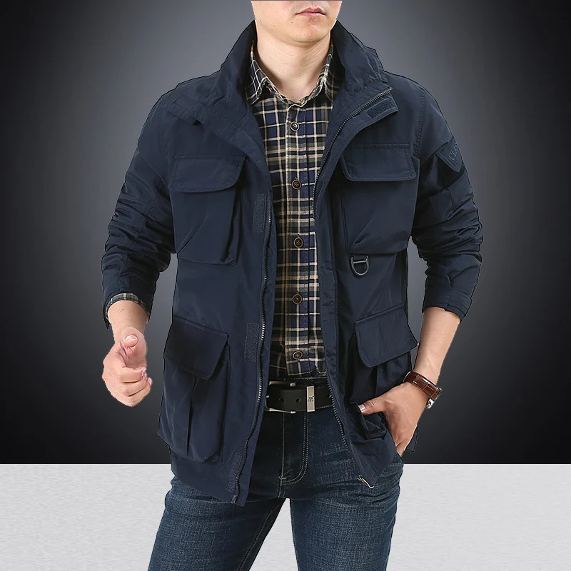 Herren Feldjacke im Utility‑Style mit Mehrfachtaschen, hohem Stehkragen und Reißverschluss Nord Taschen