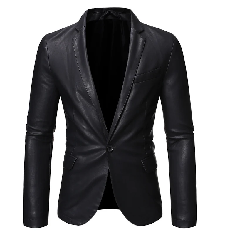 Herren Elegantes Lederblazer-Sakko im Slim-Fit mit Reverskragen Nord Taschen