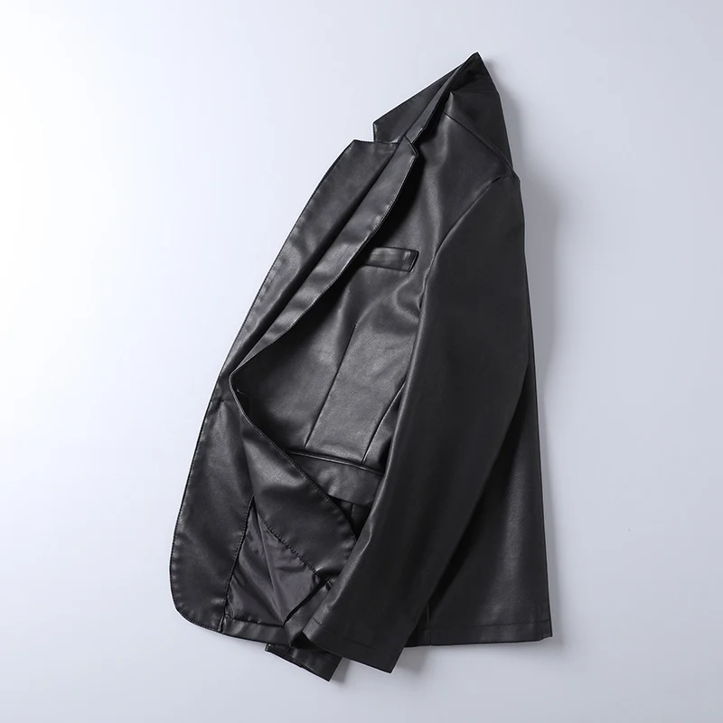 Herren elegantes Kunstleder-Sakko mit tailliertem Schnitt und Ein-Knopf-Verschluss Nord Taschen