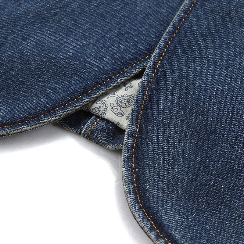 Herren Elegantes Denim-Sakko im Blazerstil mit Kunstlederbesatz und Paisley-Futter Nord Taschen