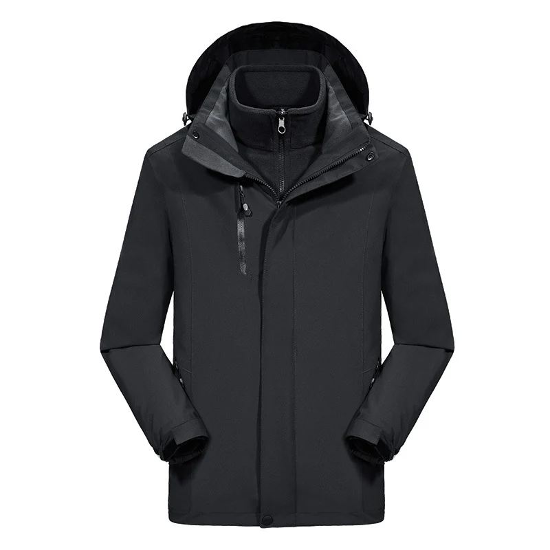 Herren dreiteilige Softshell-Winterjacke mit herausnehmbarer Fleece-Innenjacke und abnehmbarer Kapuze Nord Taschen
