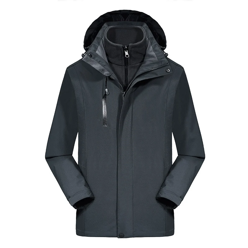 Herren dreiteilige Softshell-Winterjacke mit herausnehmbarer Fleece-Innenjacke und abnehmbarer Kapuze Nord Taschen