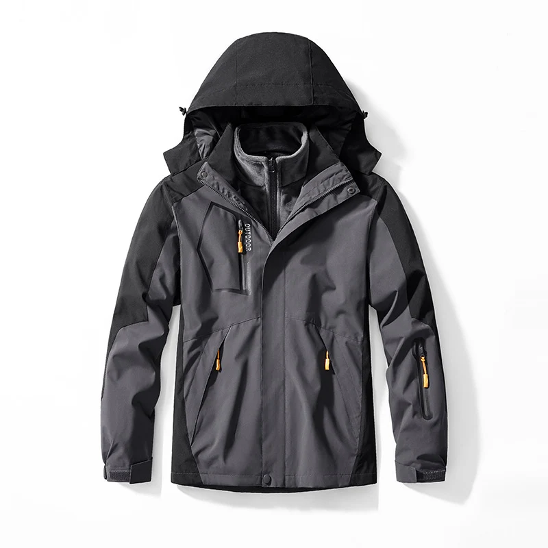 Herren Drei-in-eins Outdoor-Softshelljacke mit abnehmbarer Fleece-Innenjacke und Kapuze Nord Taschen