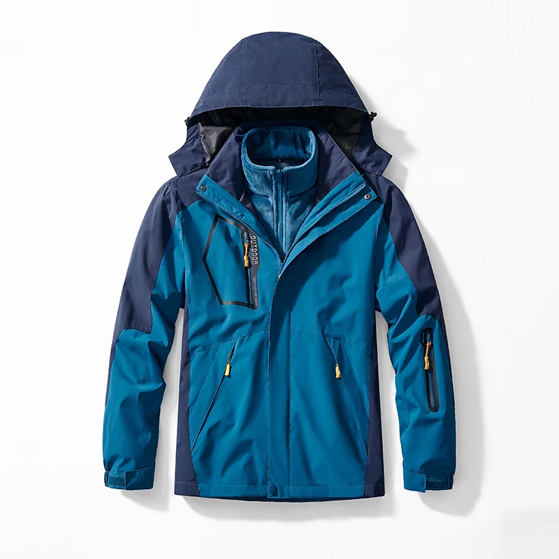 Herren Drei-in-eins Outdoor-Softshelljacke mit abnehmbarer Fleece-Innenjacke und Kapuze Nord Taschen