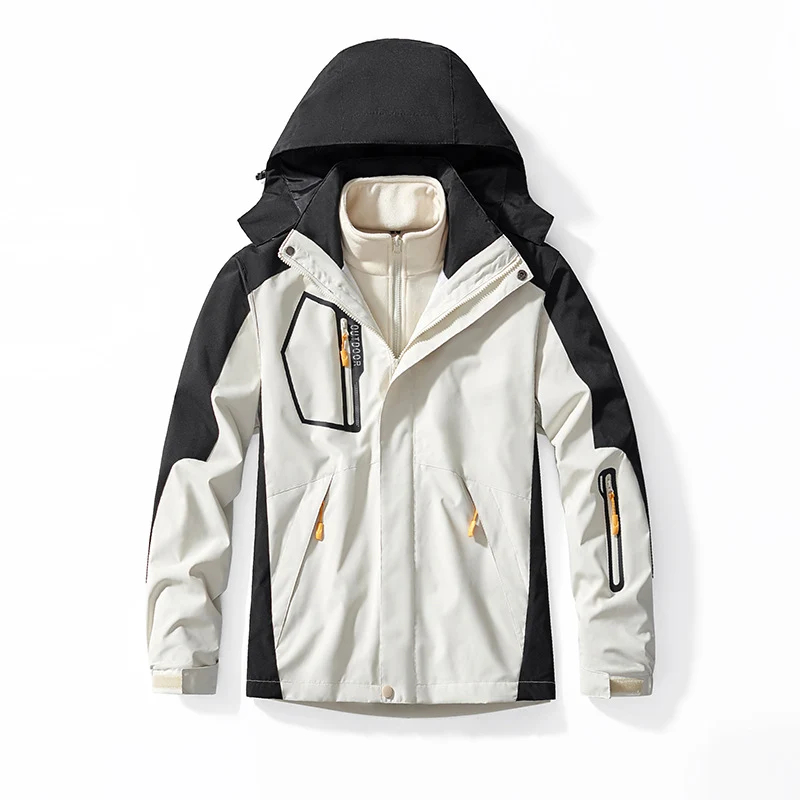 Herren Drei-in-eins Outdoor-Softshelljacke mit abnehmbarer Fleece-Innenjacke und Kapuze Nord Taschen
