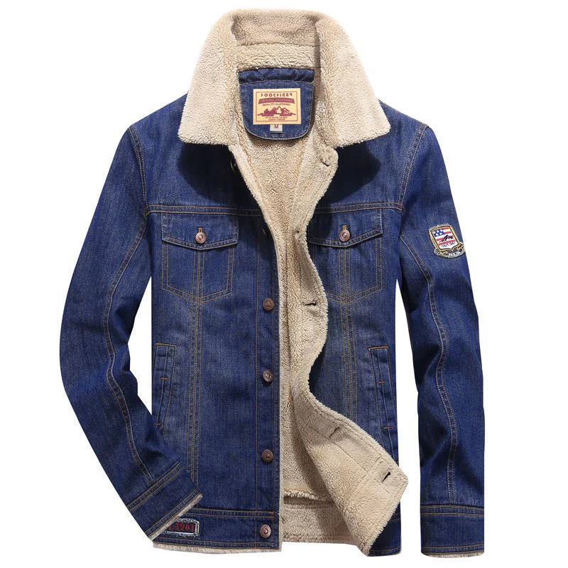 Herren Denimjacke mit wärmender Sherpa-Innenfütterung und Retro-Worker-Details Nord Taschen