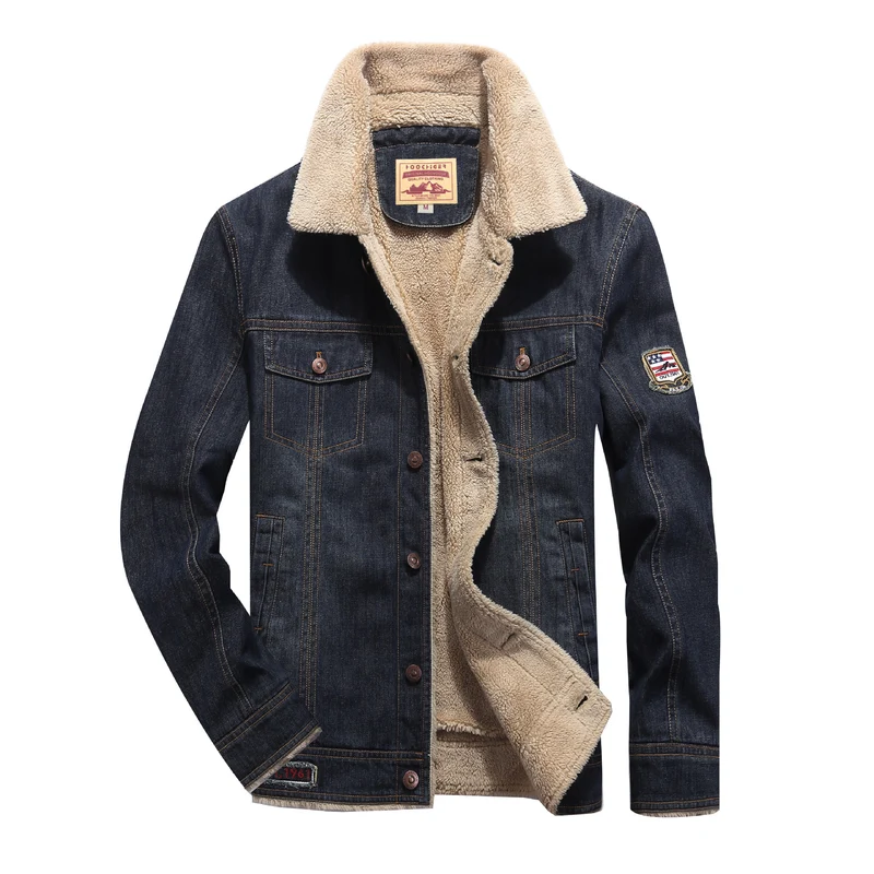 Herren Denimjacke mit wärmender Sherpa-Innenfütterung und Retro-Worker-Details Nord Taschen